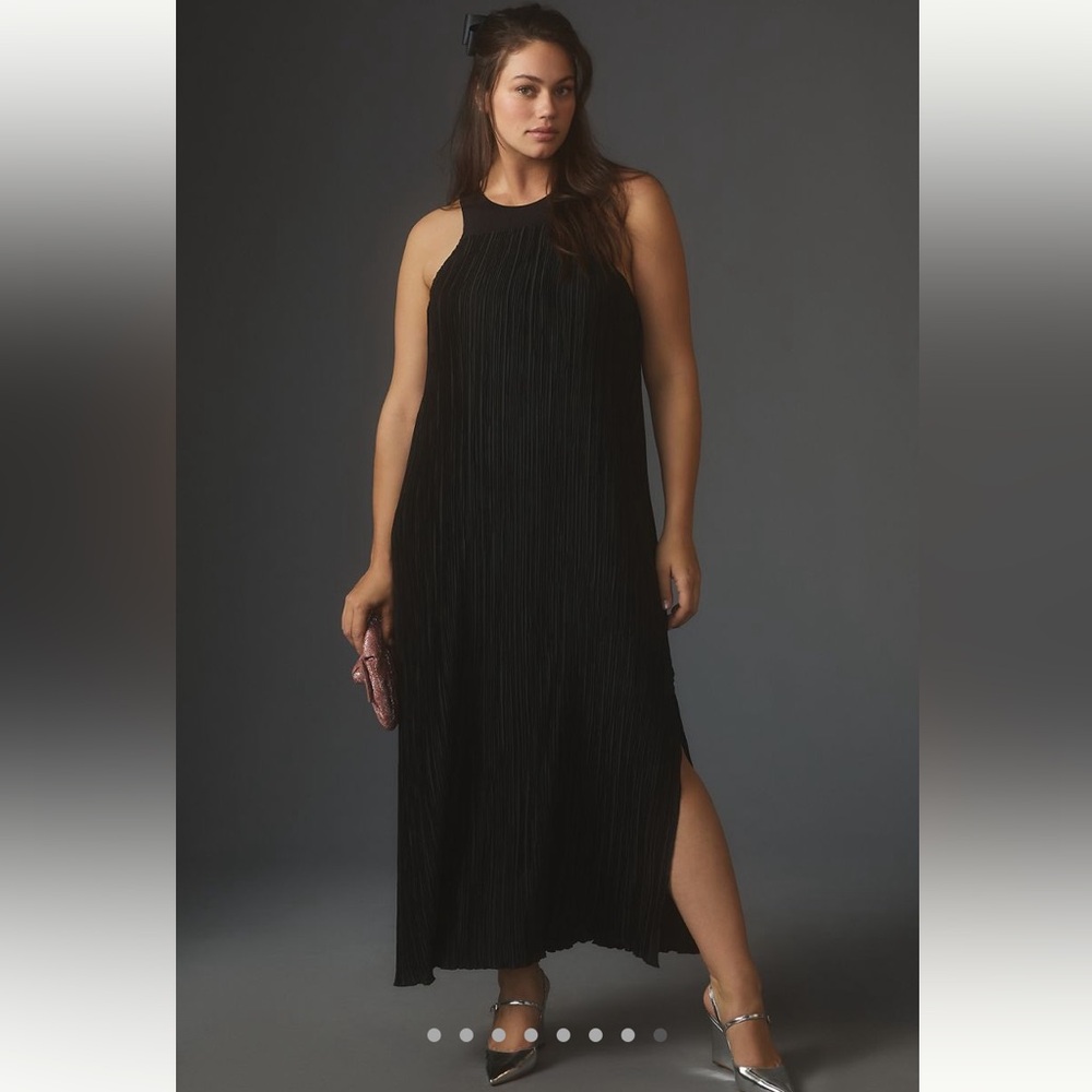 Anthropologie Black Plissé Maxi Dress size 2X